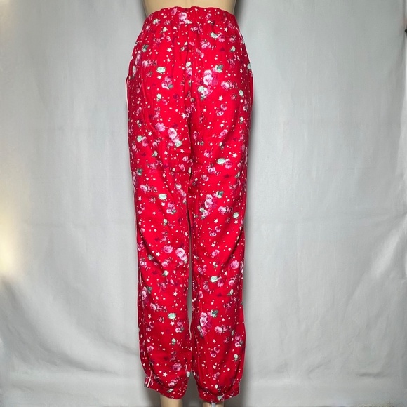 Victoria's Secret Sleep Pants Red Flowers Stars PJ Lounge Cotton Size Small - Picture 5 of 9